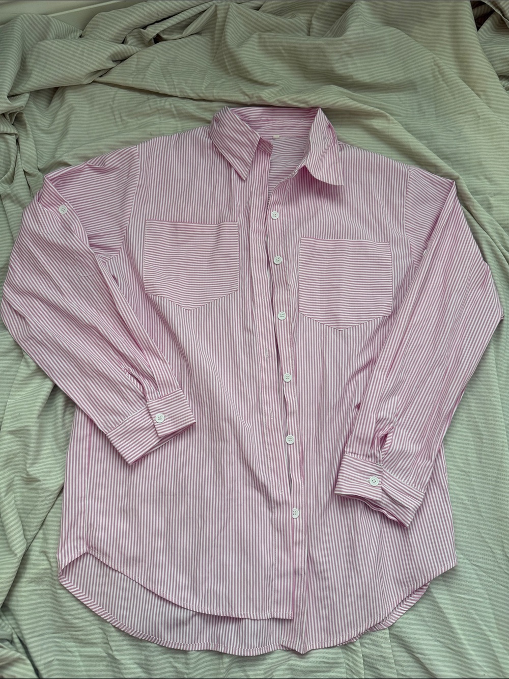 Women’s Pink Stripe Button-Up Shirt